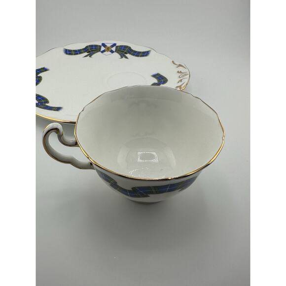 Vintage Adderly Blue Tartan "Nova Scotia" Tea Cup and Snack Plate Set Bone China - Picture 6 of 9